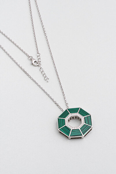 So CHIC... Modern Tasarım 18 Ayar Beyaz Altın Kaplama 48 Cm Gümüş Kolye