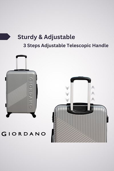 Giordano Logo Series Carry-On Small Cabin 20" Suitcase Silver, ABS Hard Shell Lightweight Durable.