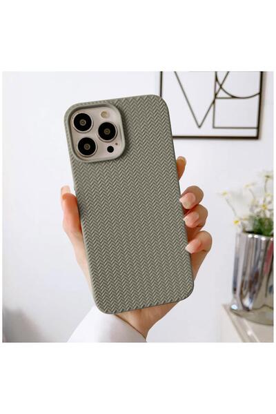 Zebana Apple iPhone 14 Pro Max Uyumlu Kılıf Zebana Woven Silikon Kılıf Gece Y...