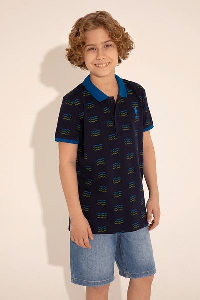 U.S. Polo Assn. تي شيرت بولو للأولاد باللون الأزرق الداكن -50284893-VR033