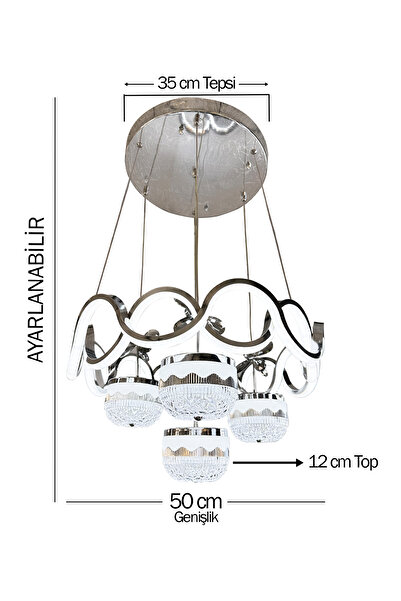 RSCOLLECTIONS Sefa Model Taç Top 4 Toplu İthal Led Avize