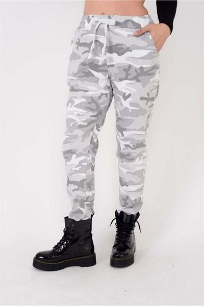 Bohem Stil Italian Waist Tie Camouflage Patterned Skinny Leg Trousers (Size 36-44)