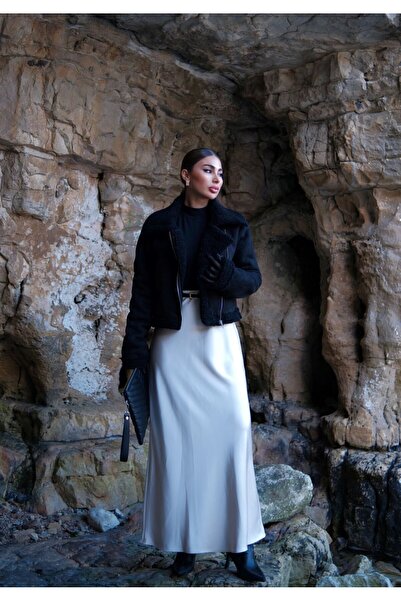 Sindimoda Peluş Kaplama Süet Crop Kaban