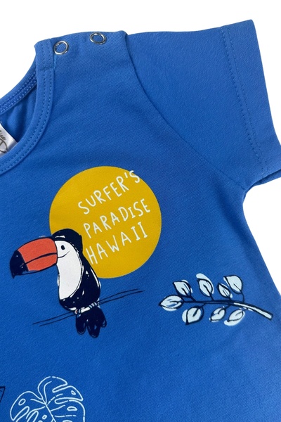 difa kids Parrot Printed Blue Summer Suit for Baby Boy