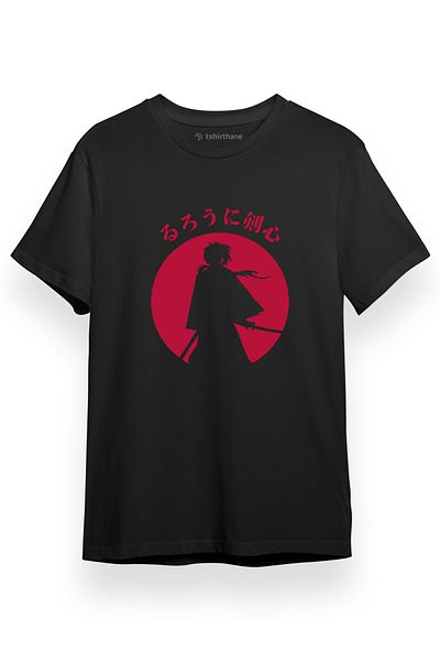 Tshirthane Ανδρικό μπλουζάκι Rurouni Kenshin Silhouette μαύρο κοντομάνικο