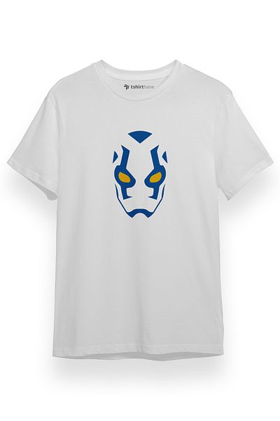 Tshirthane Blue Beetle Mask Λευκό κοντομάνικο ανδρικό μπλουζάκι