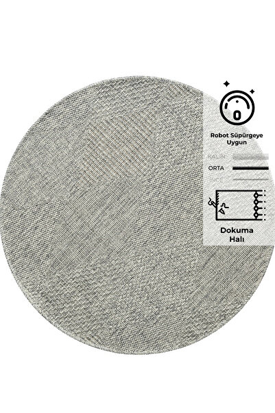 Konfor Halı Rusticana 3104 Naturel Jüt Halı Modern Örme Yuvarlak Kilim