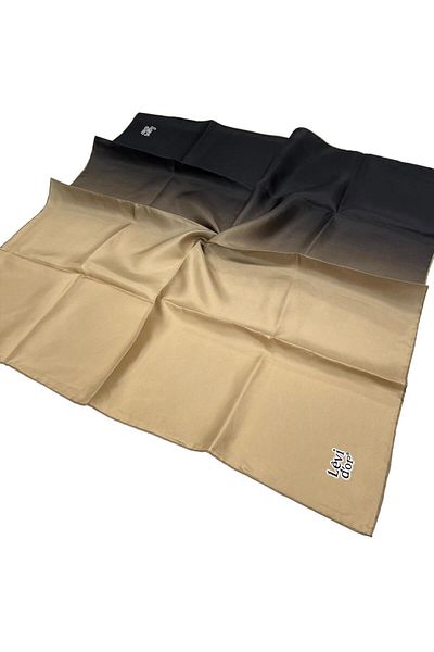 Levidor Twill Silk Scarf - Gradient - Μπεζ Μαύρο