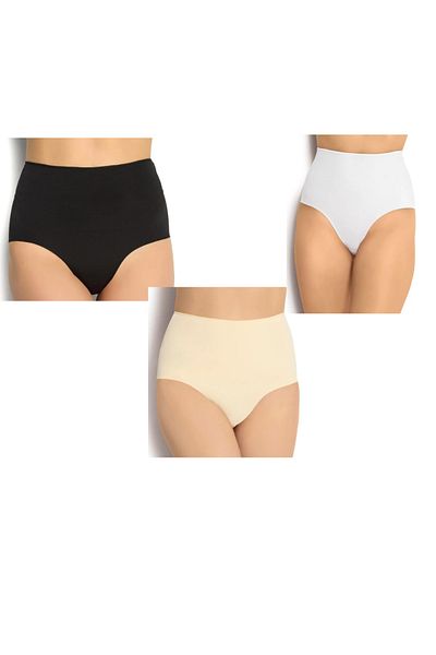 socksbox Γυναικεία Μαύρο-Λευκό-Γυμνό Χρώμα 3 τεμαχίων Laser Cut ψηλόμεσο εσώρουχο χωρίς ραφή / Plus Series