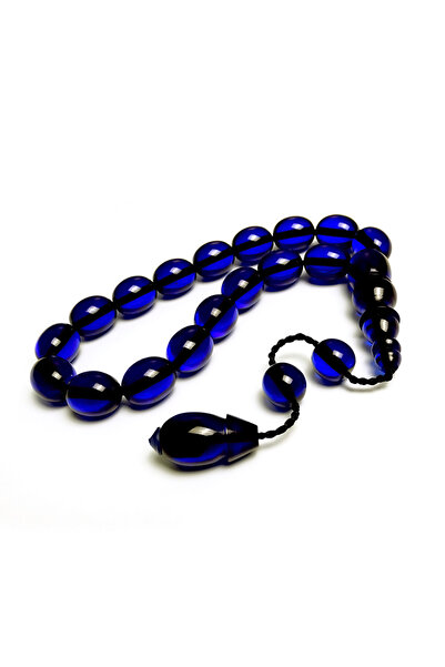 Tesbih Ruyasi ماسكوت تجعيد العقيق، مسبحة أرجوانية، مظهر بيضوي أزرق