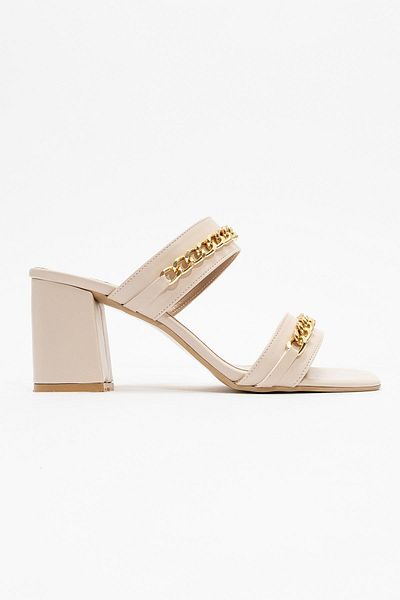 Ccway Chained Women's Heeled Slippers - TEN SKIN