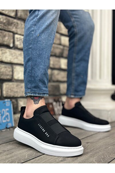 BossBusi BOA BA0307 - Мъжки обувки с висока подметка и двойна каишка, черно-бели