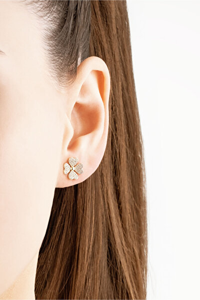 So CHIC... Müge Çiçeği 18 Ayar Sarı Altın Kaplama Gümüş Minimal Küpe