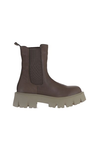 Bueno Shoes Γκρι Δερμάτινες Γυναικείες Μπότες - Wedge Heel 01wv4600