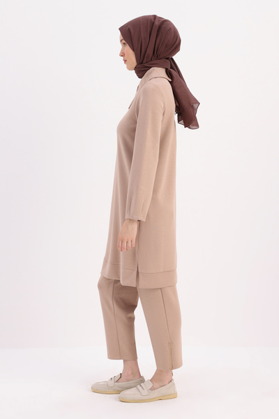 ALLDAY Mink Collar Chain Embroidered Tunic