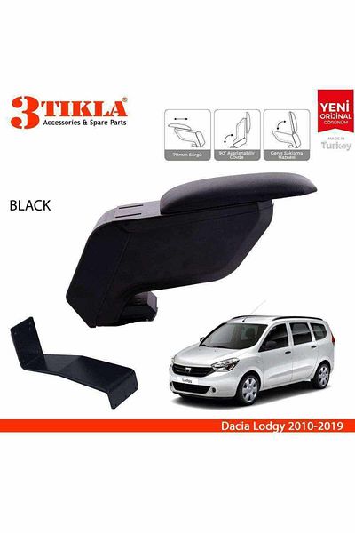 3 Tıkla Dacia Lodgy 2010-2019 Delmesiz Çelik Ayaklı Siyah Kolçak Kol Dayama