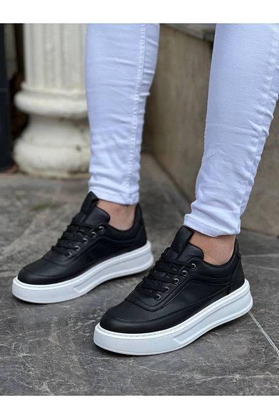 BOA Kb 006 Black High-Sole Lace-Up Men's Casual Shoes