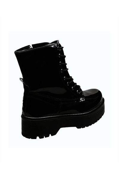 M.P. M.P232-1425 Zn Women's Black Patent Leather High Sole Boots