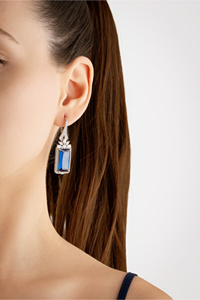 So CHIC... Safir Masalı 18 Ayar Beyaz Altın Kaplama Gümüş Renkli Taşlı Küpe