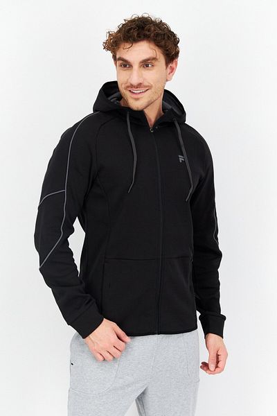 Fila Men Sportswear Fit Hooded Brand Logo Outdoor Hoodies, Black