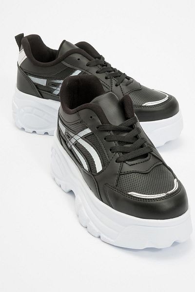 Ccway Lace-up Women's Sneakers - Black White