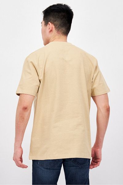 Threadbare Men Crew Neck Short Sleeve Embroidered T-Shirt, Beige