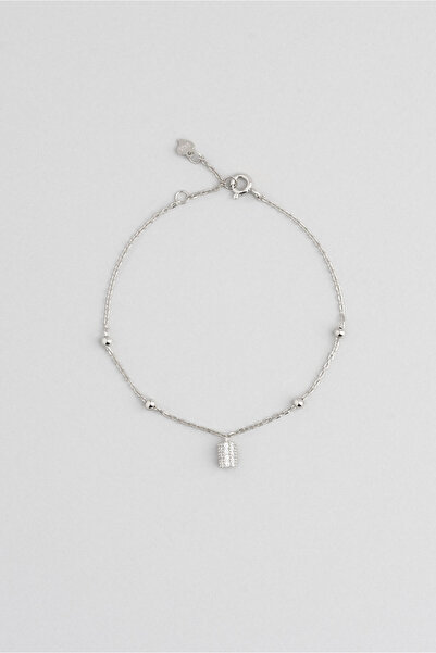 So CHIC... Dorika Stil 18 Ayar Beyaz Altın Kaplama 18 Cm Gümüş Minimal Bileklik