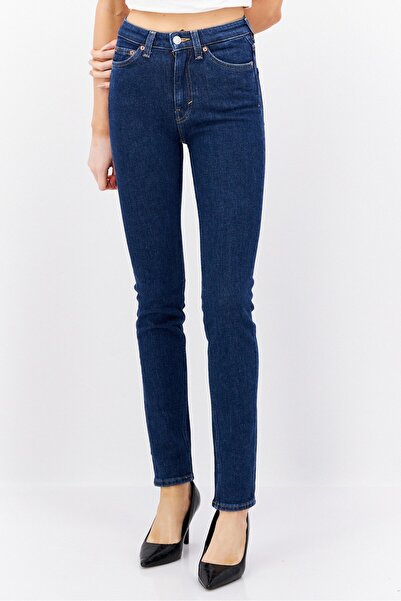 Weekday Women Slim Fit Washed Stretchable Denim Jeans, Blue