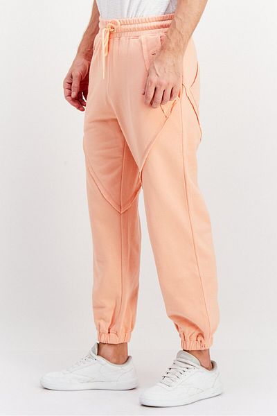 Tribe of 6 Men Regular Fit Embroidered Sweatpants, Peach