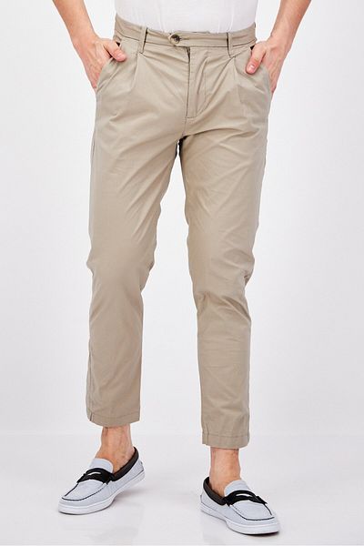 Sorbino Men Regular Fit Plain Chino Pants, Beige