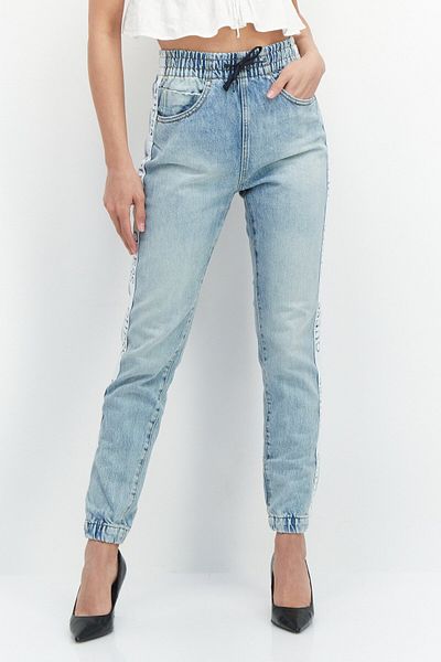 Guess Women Regular Fit Brand Logo Denim Jogger Jeans, Blue