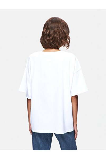 Ltb Λευκό υπερμεγέθη μπλουζάκι με στάμπα