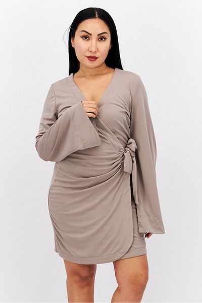Reserved Women Plain Mini Dress, Taupe