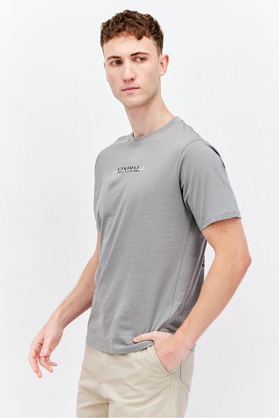 Threadbare Men Crew Neck Short Sleeves Graphic Printed T-shirt, Grey