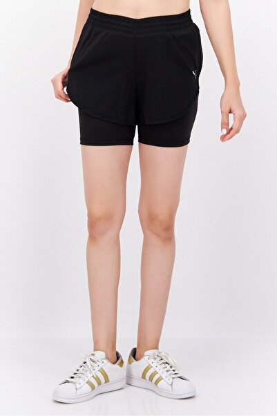 Puma شورت رياضي نسائي للجري بشعار العلامة التجارية، أسود