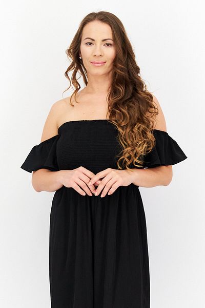 Riley & Rae Women Plain Short Sleeves Jumpsuits, Black