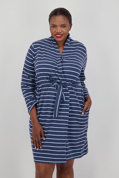 Tchibo Women Stripe Long Sleeve Dress, Navy Blue