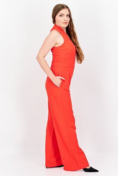 Vince Camuto Women U-Neck Sleeveless Kors Crepe Jumpsuit, Red