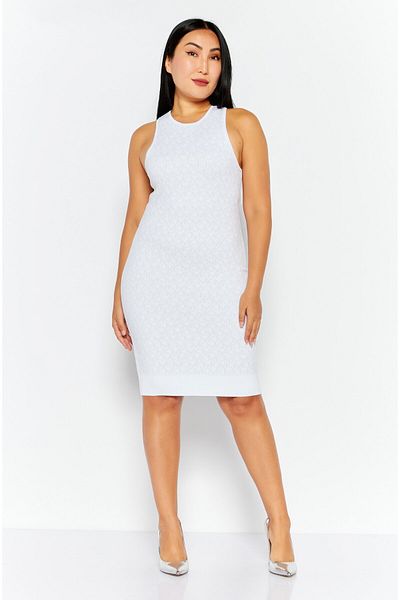 Michael Kors Women Brand Logo Bodycon Dress, White