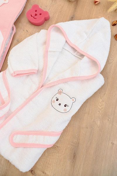 Sitilin Luxury Baby Girl Bathrobe and Towel Set - 100% Cotton, 0-2 Years Stl6791