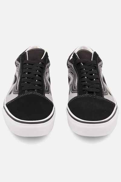 Vans Kids Boy Old Skool Flame Print Casual Shoes, Black