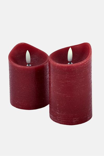 Tchibo 2 Pieces Led Real Wax Candles, Red