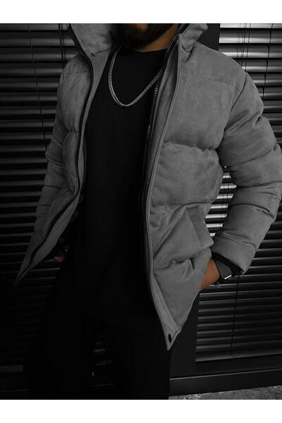 ablukaonline Men's Padded Nubuck Coat Dark Gray