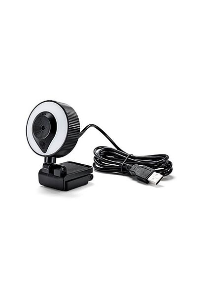Tchibo Webcam With Integrated Light And Microphone, Black