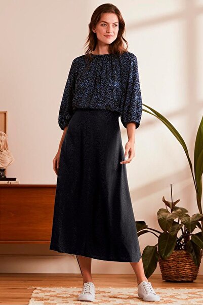 Tchibo Women Textured Midi Skirt, Black