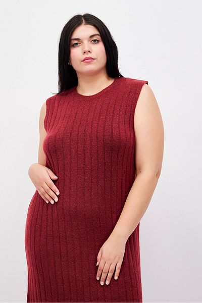 Fire & Glory Women Knitted Midi Dress, Red