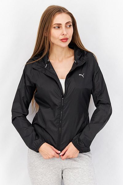Puma جاكيت تدريب رياضي نسائي بأكمام طويلة وغطاء رأس، أسود