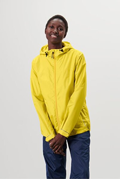 Tchibo Women Hooded Long Sleeve Solid Rain Jacket, Yellow