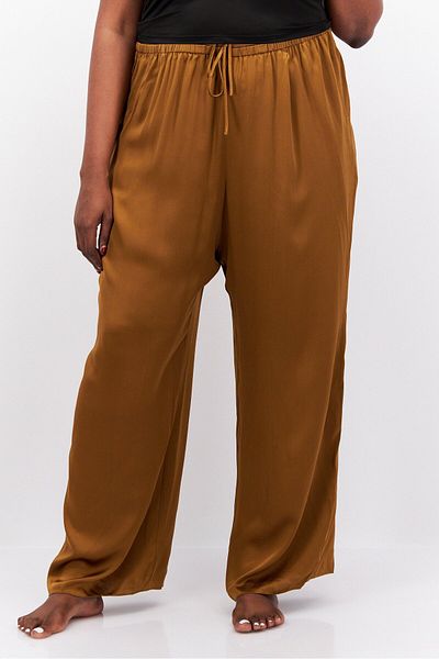 Vince Women Satin Drawstring Pajamas, Brown