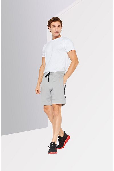 DKNY Sport Men Sportswear Fit Drawstring Training Shorts, Sliver